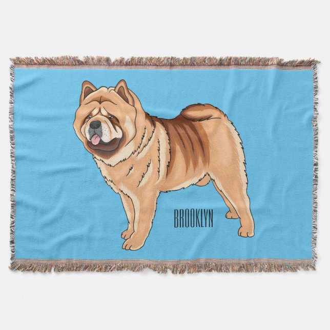 Cobertor Ilustração de desenho animado de cão Chow Chow (Frente)