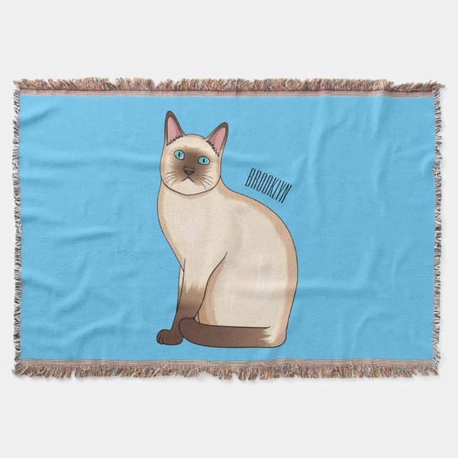 Cobertor Ilustração de desenho animado de gato siamês (Frente)