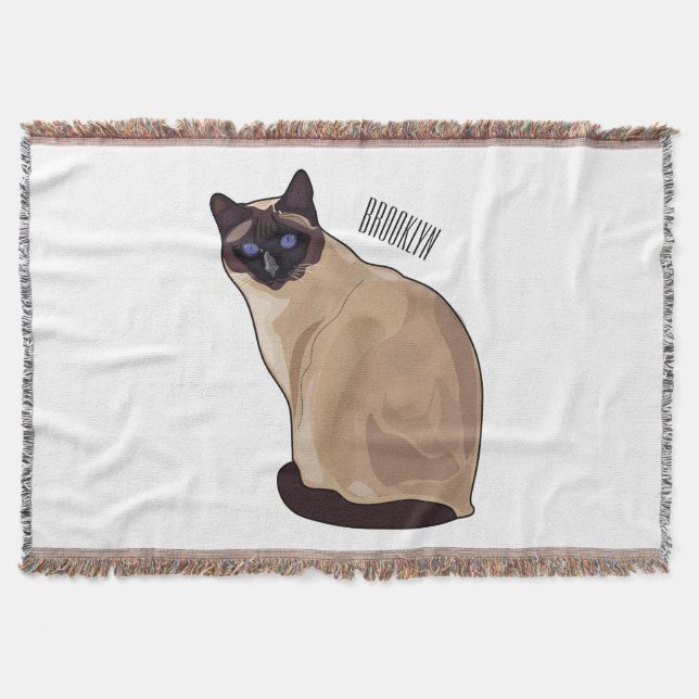 Cobertor Ilustração de desenho animado de gato siamês (Frente)