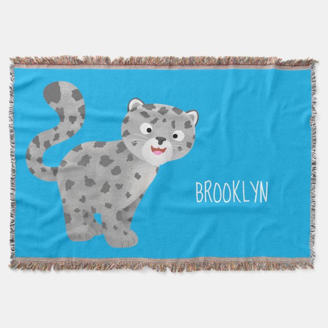 Cobertor Ilustração de desenho animado de leopardo-da-neve (Frente)