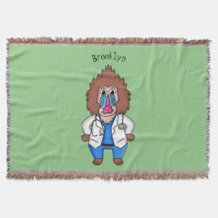 Cobertor Ilustração de desenho animado de mandril médico en