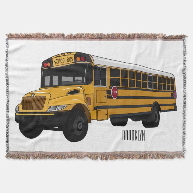 Cobertor Ilustração de desenho animado de ônibus escolar (Frente)