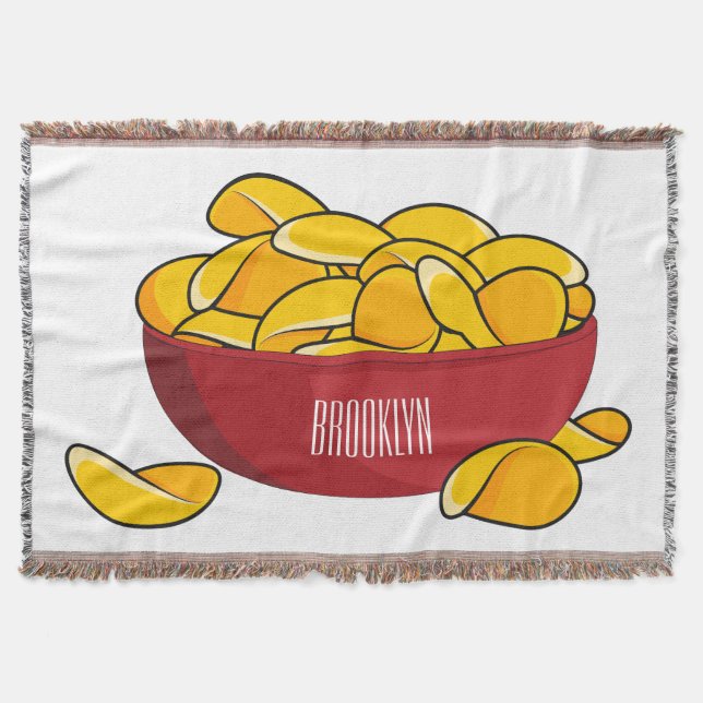 Cobertor Ilustração de desenho animado em chip de batata (Frente)