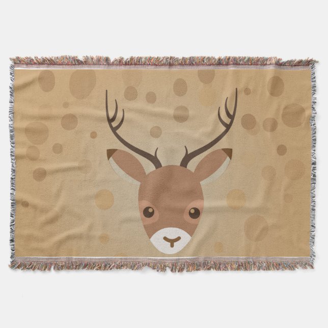 Cobertor Ilustração de rena em um fundo marrom (Frente)