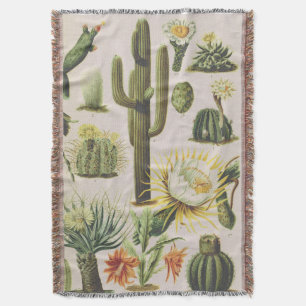 Cobertor Ilustração do Cactus Botânico Vintage