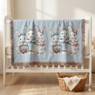 Cobertor Ilustração em Aquarela das Irmãs Cottage Bunny
