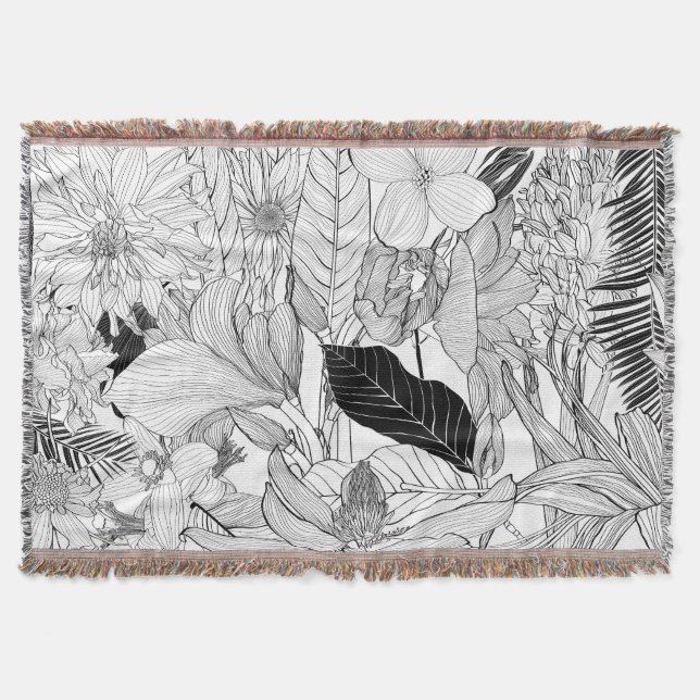 Cobertor Ilustração exótica de linha tropical. (Frente)