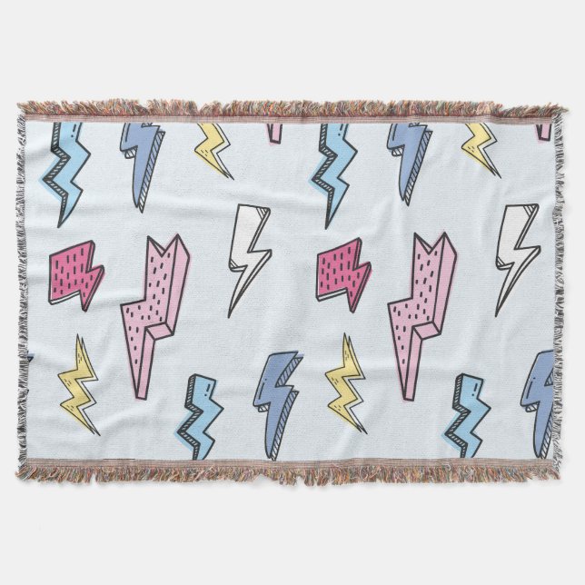 Cobertor Ilustração Vintage Thunder Seamless (Frente)