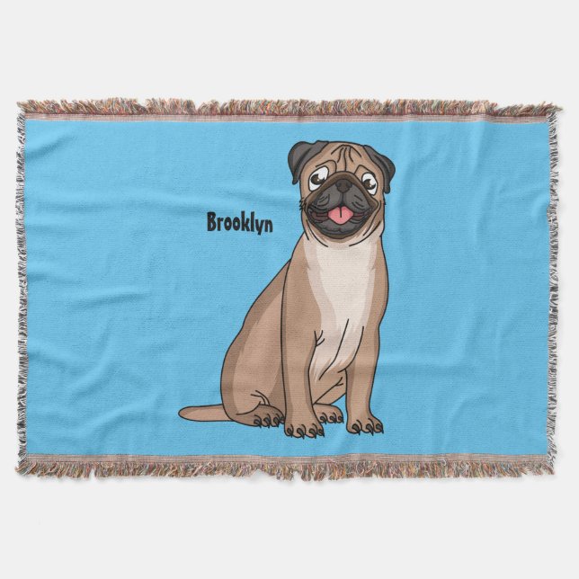Cobertor Imagem de desenho animado de cachorro feliz e engr (Frente)