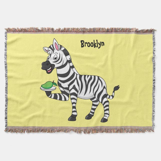 Cobertor Imagem engraçada de desenho animado zebra (Frente)