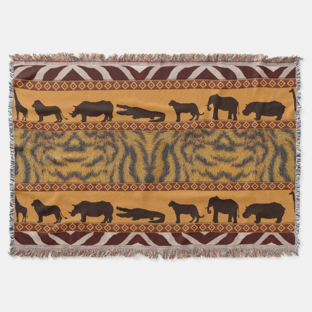 Cobertor Impressão Animal de Padrão de Tigre Africano Triba (Frente)