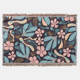 Cobertor Impressão Azul Coral Azul Floral Escuro