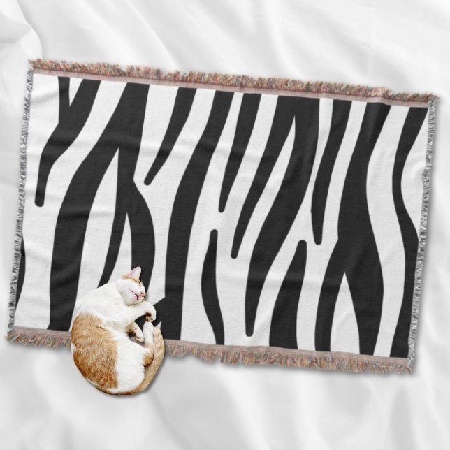 Cobertor impressão branca-branca-branca-na moda-branca-cinz (girly chic stylish black white zebra print throw blanket)