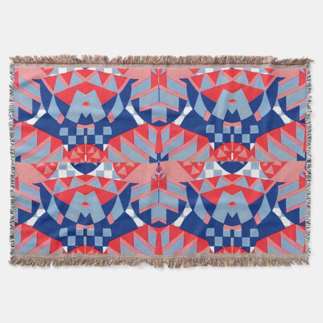 Cobertor impressão branco e azul vermelho nº 1 (Frente)