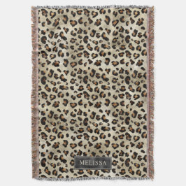 Cobertor Impressão de Animal Leopardo Com Folha Falsa Preta