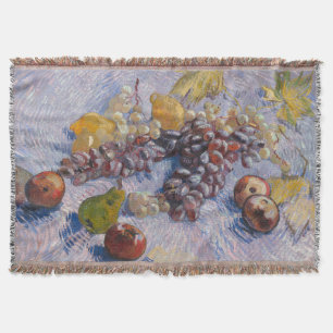 Cobertor Impressão de Arte de Natureza Morta de Uvas e Maçã