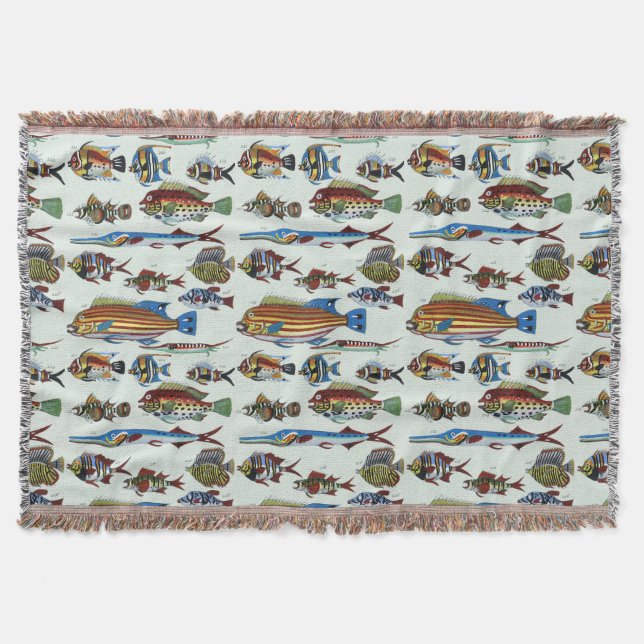 Cobertor Impressão de História Natural de Peixes Exóticos C (Frente)