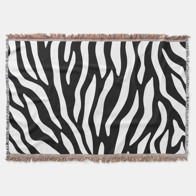 Cobertor Impressão de zebra moderna a preto e branco (Frente)