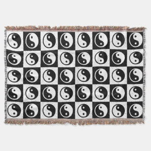 Cobertor Impressão do bloco Zen Yin-yang, branco preto, mar