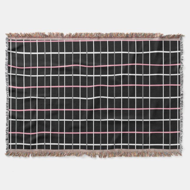 Cobertor Impressão do Painel de Janelas em Preto e Branco c (Frente)