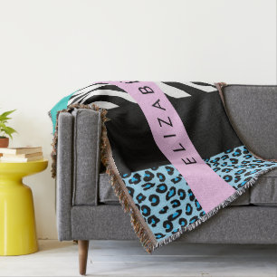 Cobertor Impressão Leopardo, Impressão Zebra, Azul, Seu Nom