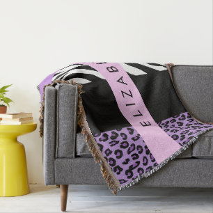 Cobertor Impressão Leopardo, Impressão Zebra, Roxo, Seu Nom