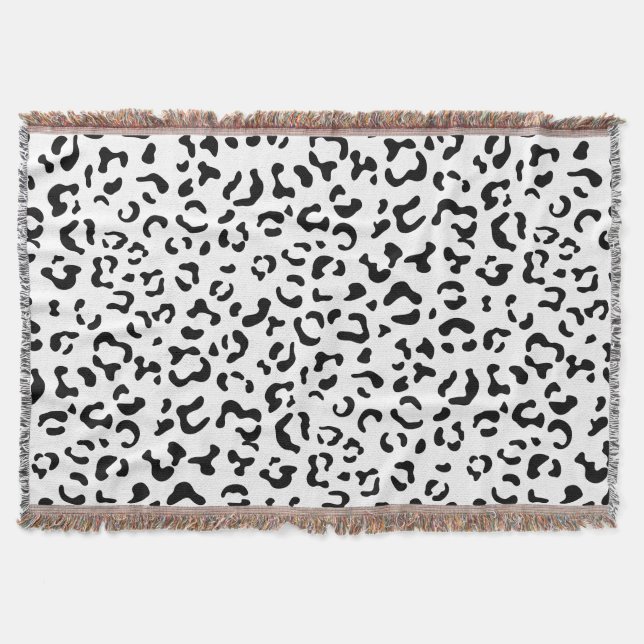 Cobertor Impressão Leopardo, Manchas Leopardo, Preto E Bran (Frente)