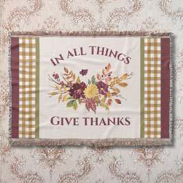 Cobertor In All Things Give Thanks Autumn Floral