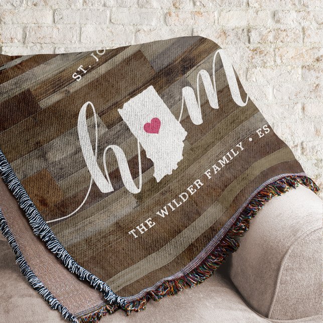 Cobertor Indiana Home State Personalizado Wood Look (Criador carregado)