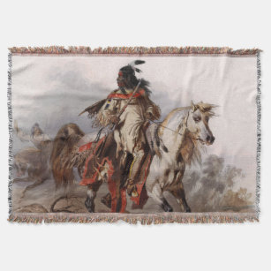 Cobertor Indiano Blackfoot no cavalo árabe que está sendo