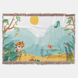 🦁 Cobertor Infantil de Animais da Selva Fofa