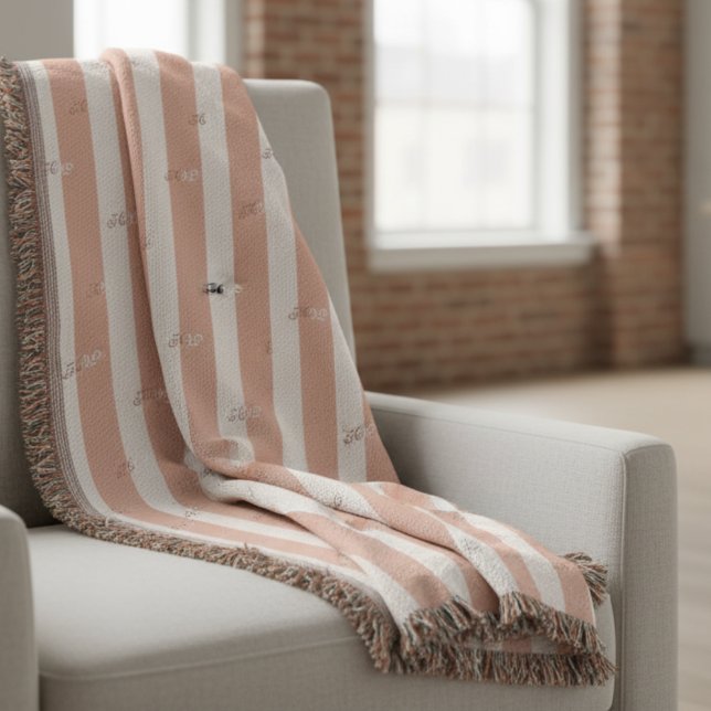 Cobertor Inicial Personalizado Por Jacquard Moderno Com Cor (Elevate your space with this custom, luxury jacquard throw blanket!)