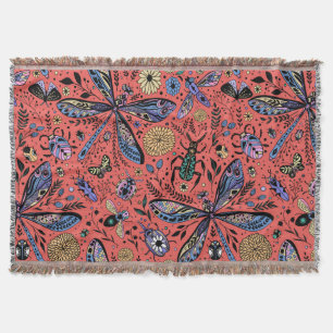 Cobertor Insetos de porta em vermelho-coral