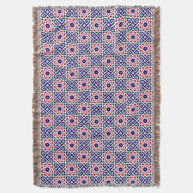 Cobertor Inspirado em Azulejos Marroquinos Andaluzes (Frente Vertical)