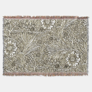 Cobertor Intrair Design floral em castanho e branco
