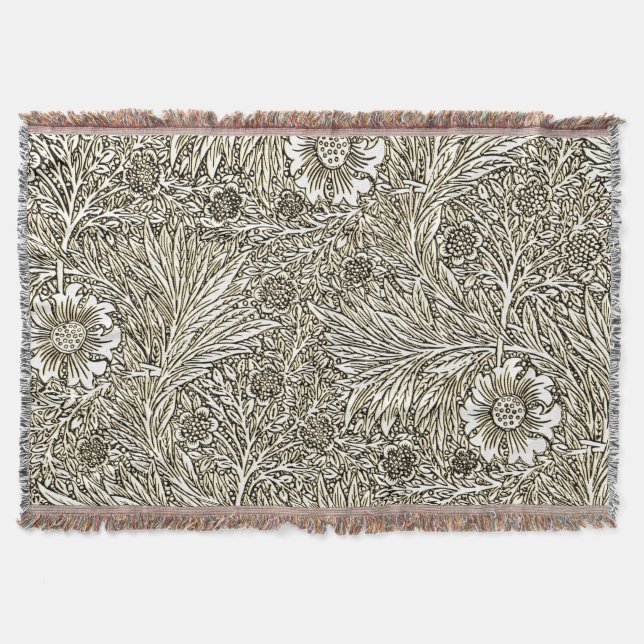 Cobertor Intrair Design floral em castanho e branco (Frente)