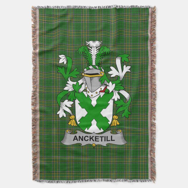 Cobertor Irish Ancketil Casaco de Arms Family Crest Irlanda (Frente Vertical)