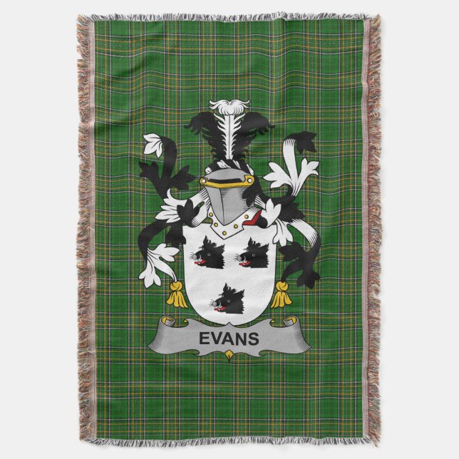 Cobertor Irish Evans Casaco do Serviço Familiar de Armas Ir (Frente Vertical)