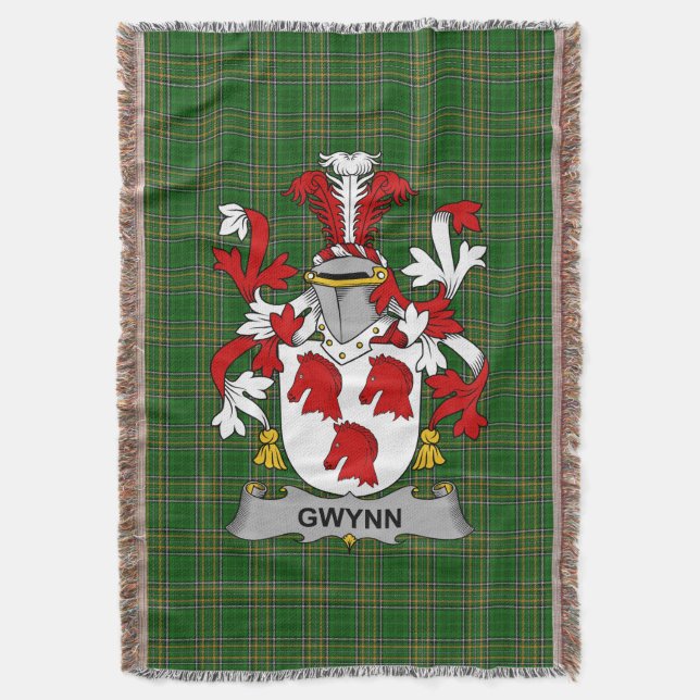 Cobertor Irish Gwynn Casaco do Serviço Familiar de Armas Ir (Frente Vertical)