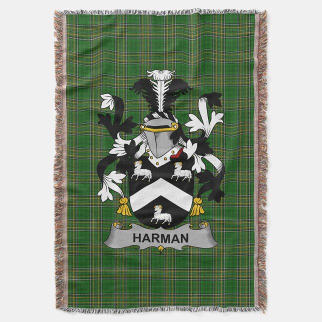 Cobertor Irish Harman, Casaco do Serviço Familiar de Armas, (Frente Vertical)