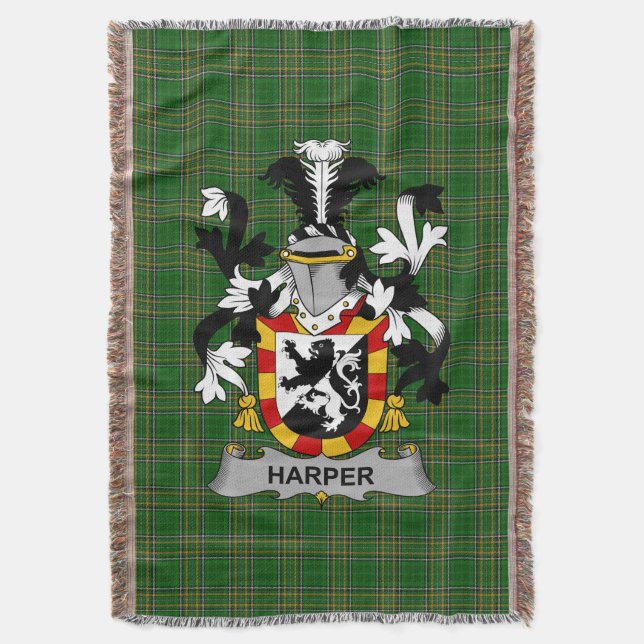 Cobertor Irish Harper Casaco do Serviço Familiar de Armas I (Frente Vertical)