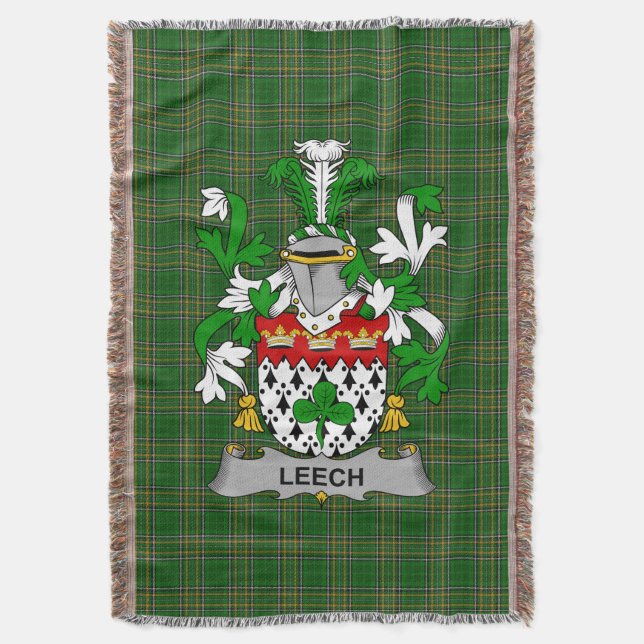 Cobertor Irish Leech Casaco do Arms Family Crest Irlanda (Frente Vertical)