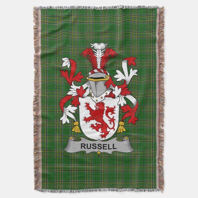 Cobertor Irlandês Russell Casaco de Arms Family Crest Irlan (Frente Vertical)