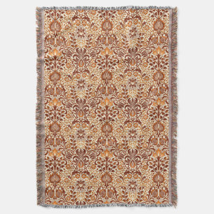 Cobertor Jacobean Floral Damask, Beige e Chocolate Brown