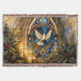 Cobertor Janela de Natal com Pombo de Vidro Colorido