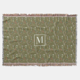 Cobertor Jardim de Flores Silvestres em Aquarela Verde Flor