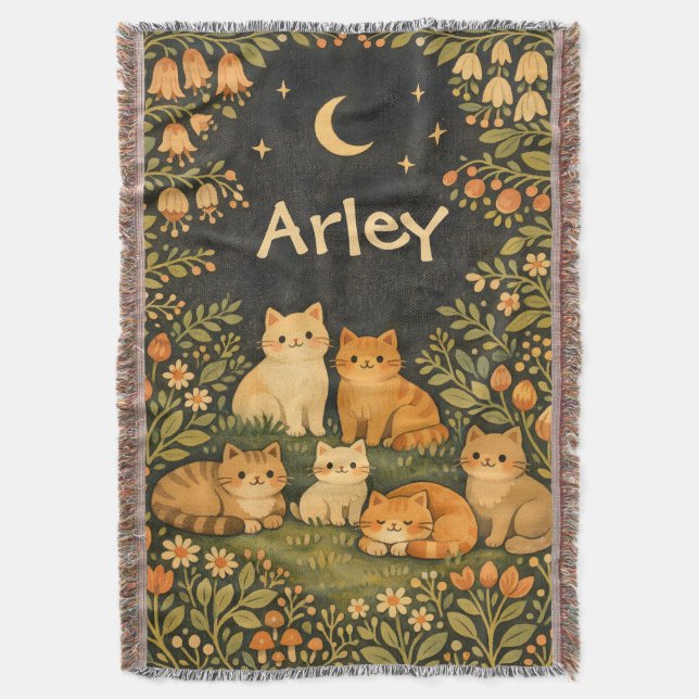 Cobertor Jardim de Gatos Caprichosos Personalizado (Frente Vertical)