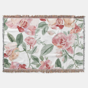 Cobertor Jardim de Orquídeas Aquarela Floral Botânica Corad