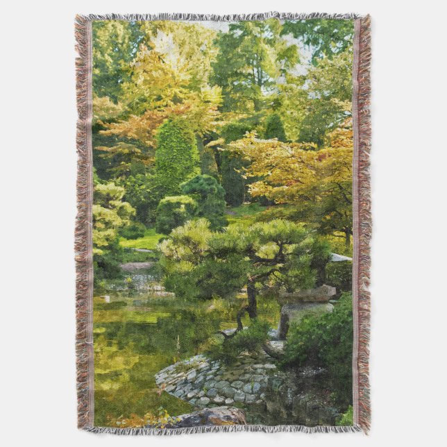 Cobertor Jardim Japonês - Estética Tradicional (Frente Vertical)
