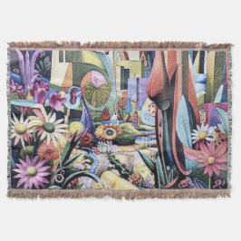 Cobertor Jardim Surreal - Ilustração Floral design 1